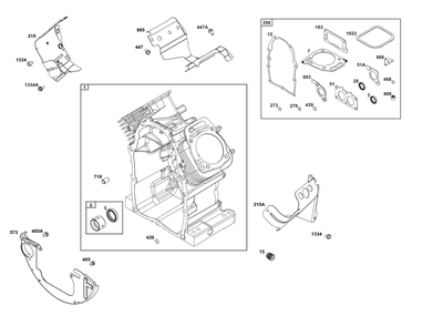 Cylinder Group Diagram and Parts List for 386447-3312-G1 200000 - 399999 Briggs and Stratton Engine